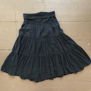 Vintage 90s black grunge tiered maxi skirt